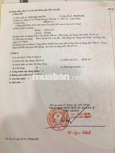 Đất góc 2MT Lê Hồng Phong 583m2