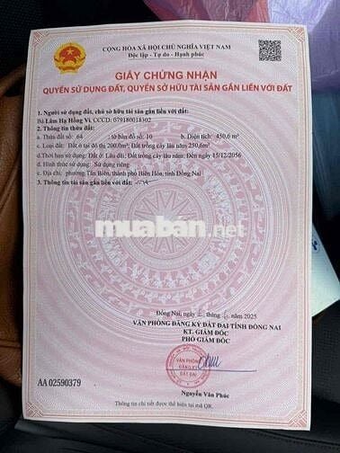 📍 Vị trí: [ghi rõ xã/phường Tân Biên  , tỉnh Đồng Nai] 📐 Diện tích: 45