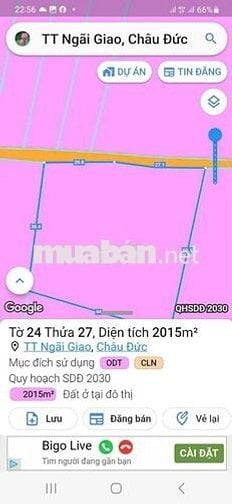 Bán hơn 2000m2 đất thổ ngang 48m trong khu trung tâm tt Ngãi Giao