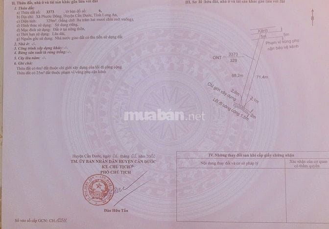 CHÍNH CHỦ bán nền thổ 1356m2, xã Phước Đông