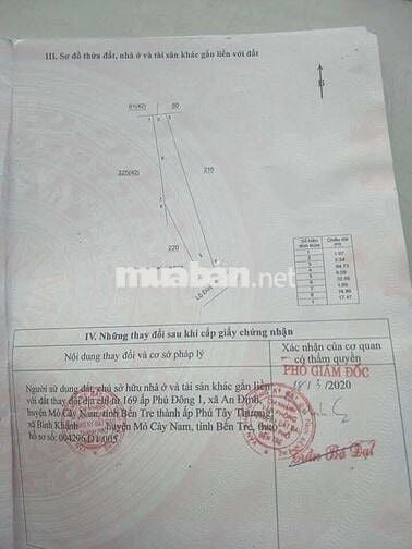 BÁN ĐẤT MẶT TIỀN ẤP PHÚ HÀO P PHÚ KHƯƠNG T VÍNH LONG