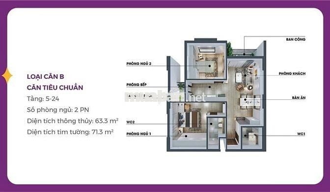 CĂN 2PN CAO CẤP MIA CENTER POINT CHỈ 2,6 TỶ NGAY TRUNG TÂM LIÊN CHIỂU