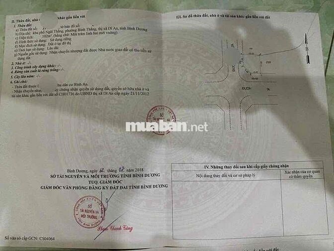Đất mặt tiền kinh doanh KDC Bình An, P Bình Thắng, Tp Dĩ An.
