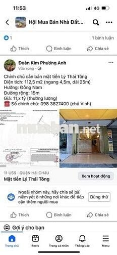 Cần bán mặt tiền Lý Thái Tông, Đà Nẵng