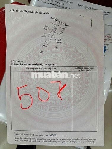 Chính chủ cần sang lô đất ngộp mặt tiền đường DH507. Giá rẻ, SHR