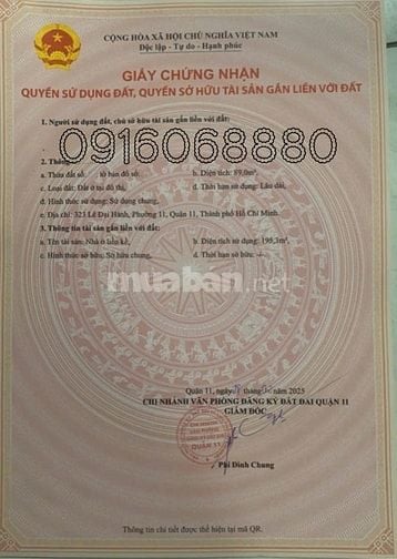 BÁN NHÀ 2 MẶT TIỀN TRƯỚC VÀ SAU : 323 LÊ ĐẠI HÀNH - P. 11 - Q. 11 -HCM