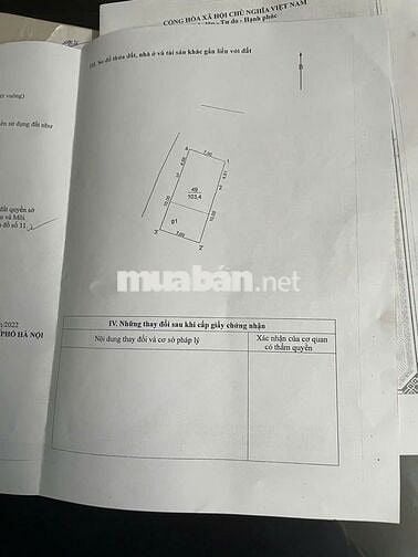 Đất sổ đỏ 103,4m2, mặt đường  Phố Vĩnh Khang, Ngọc Hồi, Hà Nội
