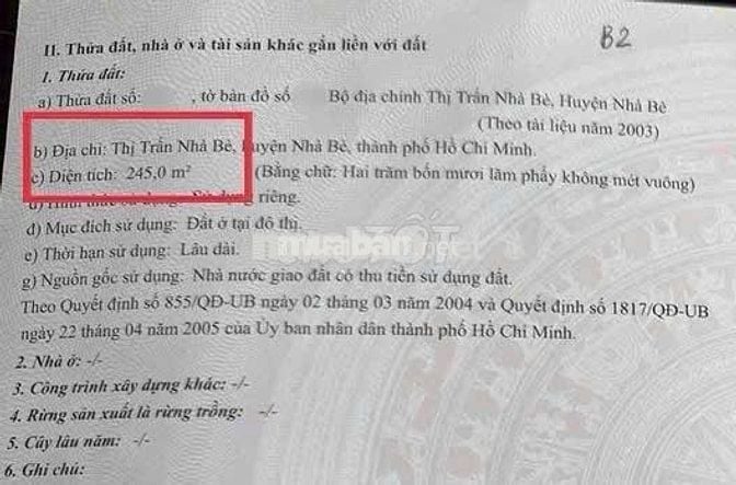 BÁN ĐẤT KDC SÀI GÒN MỚI - HUỲNH TẤN PHÁT - THỊ TRẤN NHÀ BÈ .