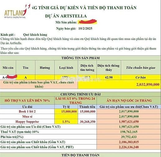 GIỎ HÀNG 1PN+ ART STELLA tầng đẹp GIÁ GỐC từ CĐT, ưu đãi 2%-5%