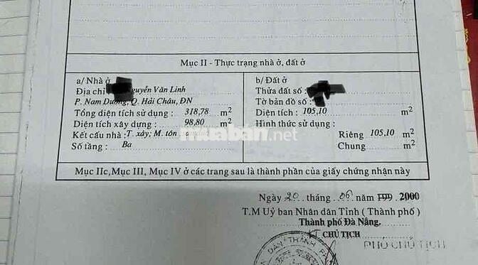 BÁN NHÀ MẶT TIỀN TRUNG TÂM ĐƯỜNG NGUYỄN VĂN LINH GẦN CẦU RỒNG