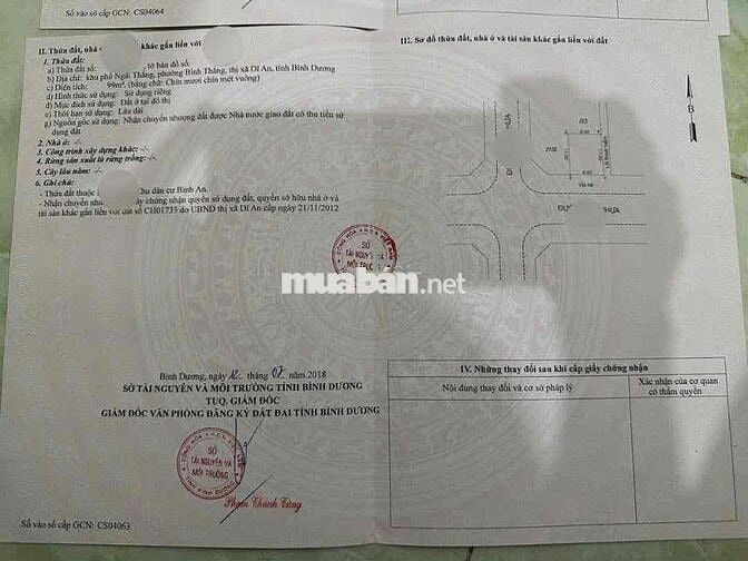 Đất 2 lô liền kề KDC Bình An,phường An Bình,TP Dĩ An