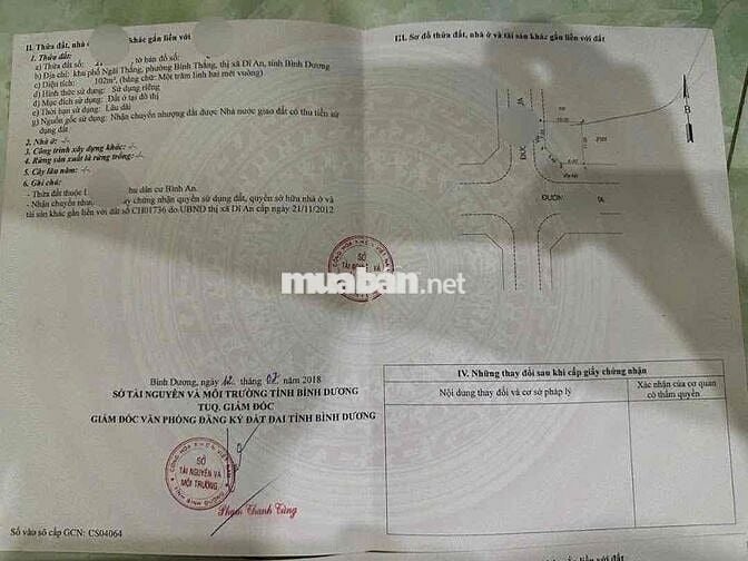 Đất 2 lô liền kề KDC Bình An,phường An Bình,TP Dĩ An