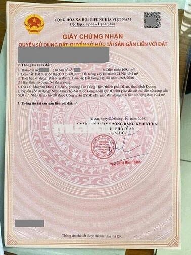 Đất 109m2 gần ngã ba Ông Xã, phường Tân Đông Hiệp, Tp Dĩ An