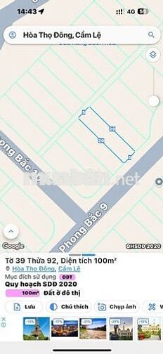 BÁN Đất Mặt tiền #phong #Bắc9 - Phường #cẩm_lệ_mới 
- Dt : #100m2