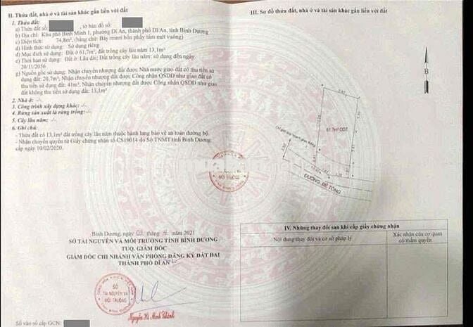Đất gần chợ Dĩ An 1, phường Đông Hoà, Tp Dĩ An