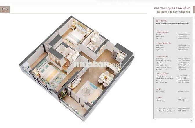 Căn hộ 65m2 2PN Capital Square bên cạnh cầu quay Sông Hàn Đà Nẵng