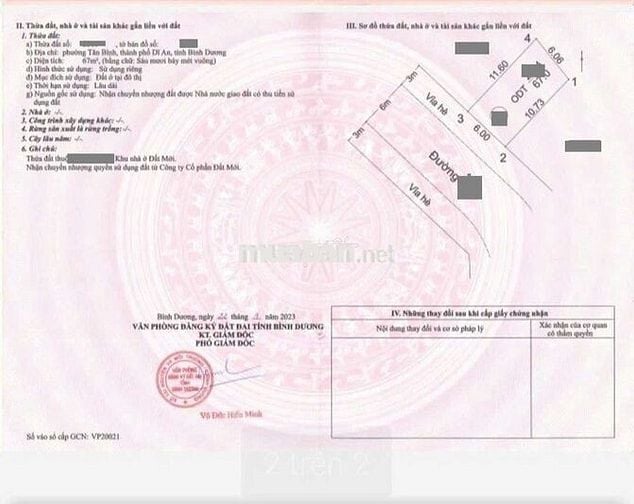 Đất khu dân cư Đất mới phường Tân Bình Tp Dĩ An