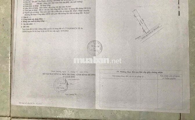Bán đất Tặng nhà cũ Tân Bình Dĩ An vòng xoay AnPhú.măt tiền Tân Phước