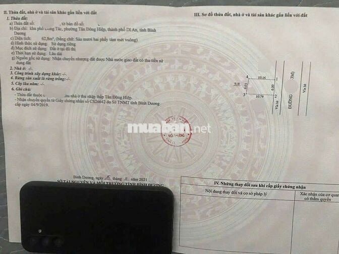 Đất Trục chính kdc Lê phong  y tế phường Tân Đông Hiệp Tp Dĩ An