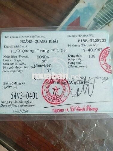 Cần bán chiếc AB giấy tờ đầy đủ