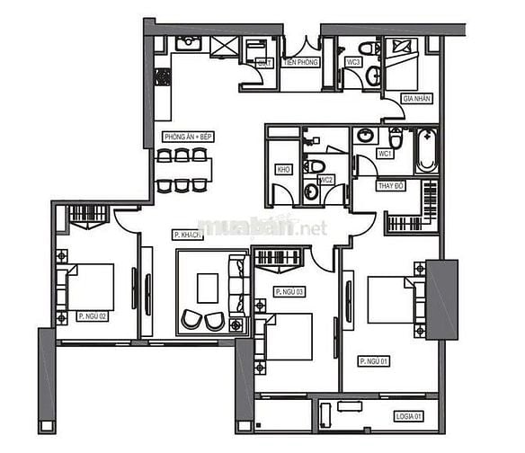 Căn hộ 136m2, 3PN, 1 Kho, 2VS, đầy đủ nội thất trừ đồ điện tử, Hà Đông