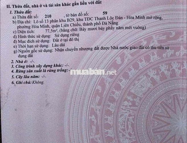 Bán lô đất MT Nguyễn Chích Tặng dãy trọ  Hoà Minh Liên Chiểu