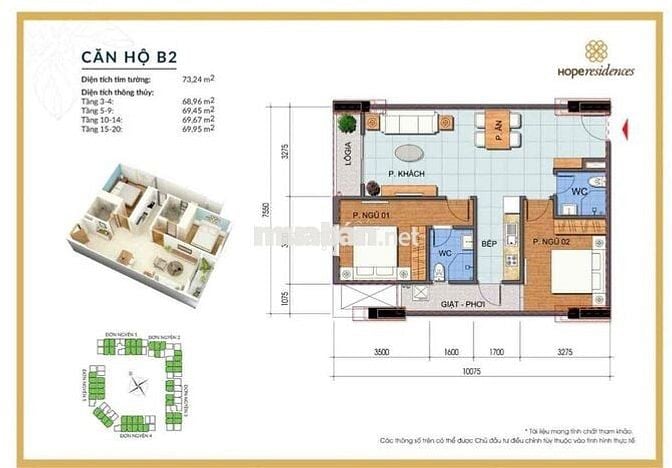 🏡Bán căn hộ 2PN tòa H5 – Hope Residences, Long Biên, Giá hơn 4tỷ
