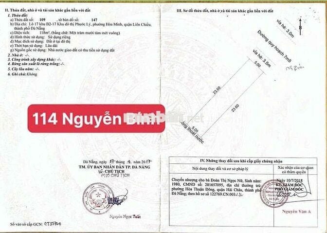 Bán lô đất MT Nguyễn Bính Hoà Minh Liên Chiểu