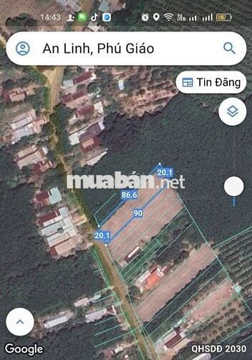 Bán 1656m² - 200m TC, ngang 20m, mặt tiền DH 32m dân đông 1ty450