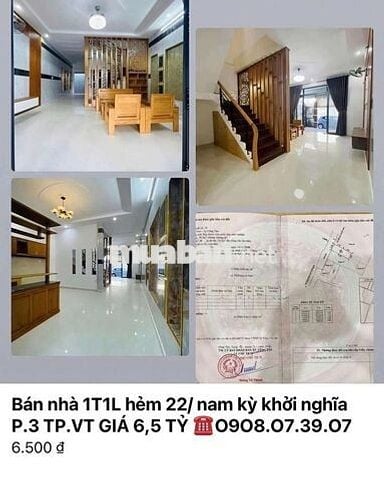 Bán nhà 80m 1T1L hẻm 2ôtô Nam kỳ khởi nghĩa TP.VT GIÁ 6,5 TỶ TL MẠNH