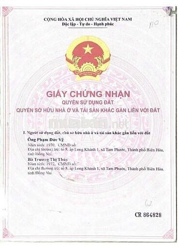 BÁN LÔ ĐẤT ĐƯỜNG MỸ XUÂN TÓC TIÊN , GIÁ NGỘP SÂU, LÚC MUA 2TY,