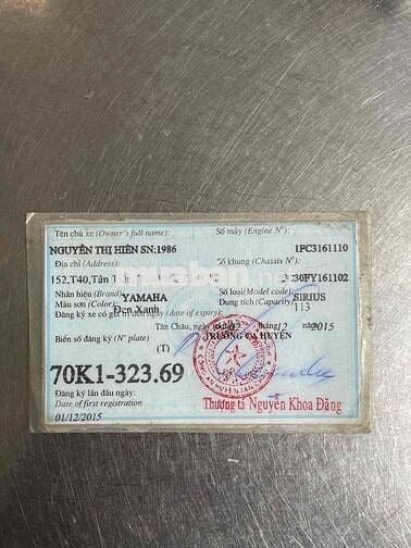 SIRIUS Fi 2015 BS 70 HỖ TRỢ GÓP OĐ CÓ GL ĐỖI XE