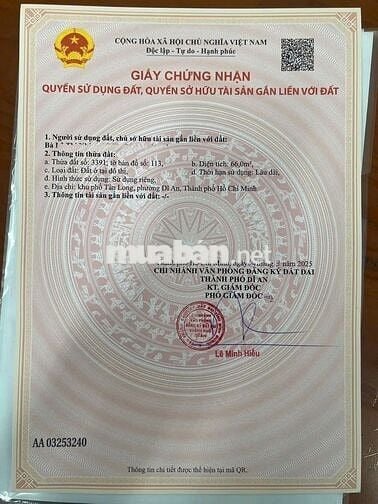 BÁN NHÀ TRỆT LẦU NGAY CHỢ TÂN LONG VỊ TRÍ TRUNG TÂM THUẬN TIỆN