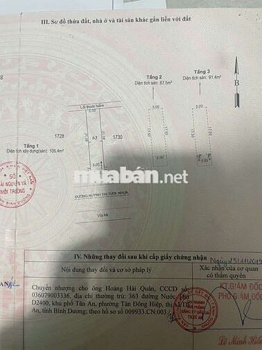 BÁN NHÀ 1 TRỆT 2 LẦU MẶT TIỀN ĐƯỜNG HUỲNH THỊ TƯƠI DĨ AN DT 120M2