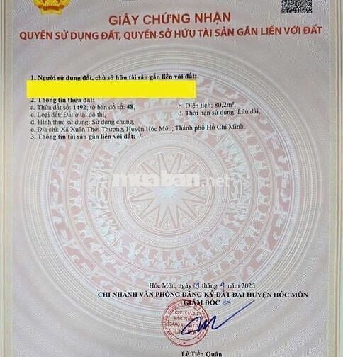 Đất 5,60 x 14,50 (80,2m2 full thổ) Sau lưng chợ Đầu Mối Hóc Môn