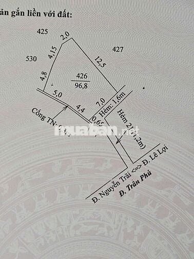 Nền Thổ cư gần 100m2 Gần Công viên Hùng Vương TRần Phú