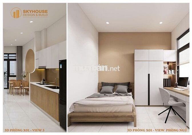 Căn hộ mới xây bao gồm các phòng studio, 1PN & 2PN, full nội thất