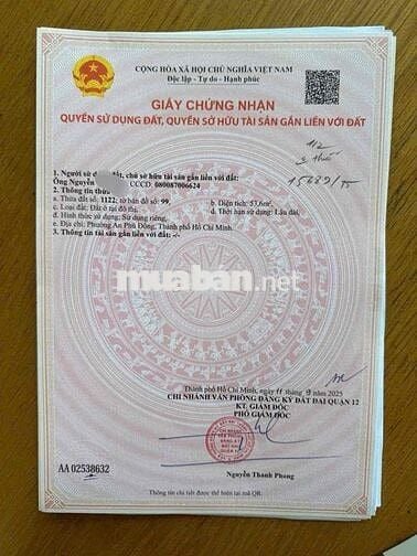 càn tiền bán gấp đất nền hẻm 154 nhựa 8m