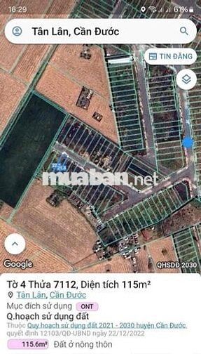 Đất sổ đỏ 115m2 xã Tân Lân, Cần Đước/ Nhận Ký gửi nhà đất Tân Lân