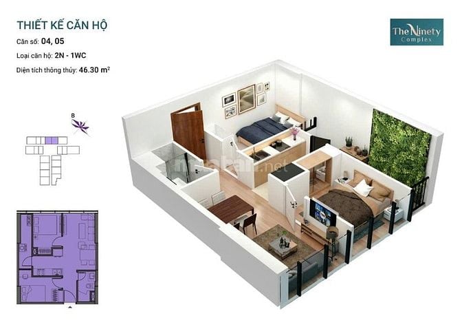 CHUYỂN NHƯỢNG CĂN HỘ 2PN GIÁ TỐT – THE NINETY COMPLEX | 90 ĐƯỜNG LÁNG 