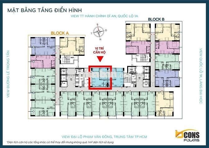 Cho thuê căn hộ Bcons Polaris, 1PN-1WC Liền kề Phạm Văn Đồng