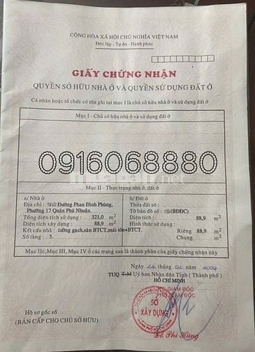 BÁN NHÀ MẶT TIỀN : 177 PHAN ĐÌNH PHÙNG - P. 17 - Q. PHÚ NHUẬN - TPHCM.