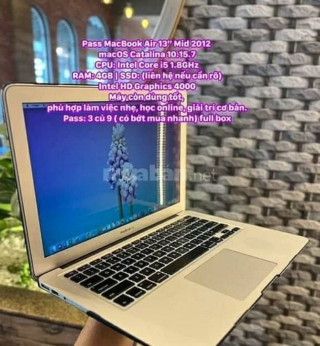 Macbook Air 13 MID 2012 full box giá hạt dẻ 
