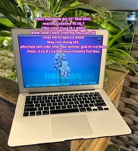 Macbook Air 13 MID 2012 full box giá hạt dẻ 
