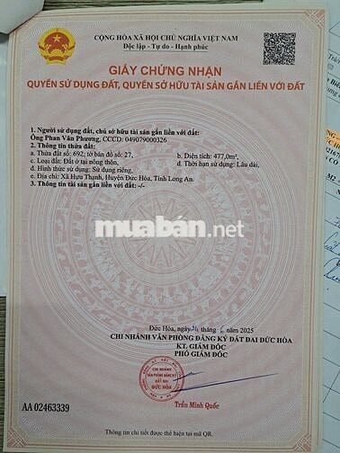 CHÍNH CHỦ CẦN BÁN 7 LÔ ĐẤT LIỀN KỀ 100% THỔ CƯ 10X48M
