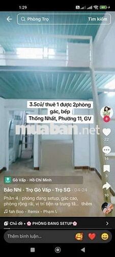 Cho thuê phòng tách bếp, 2 gác lửng riêng biệt