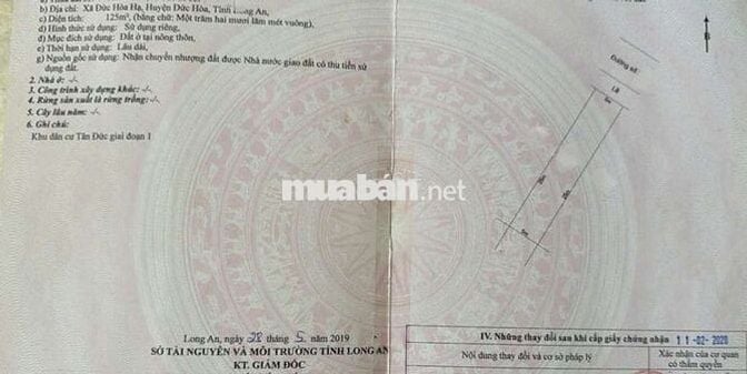 Đất mặt tiền đường nhựa 10m khu dân cư Tân Đức,giai đoạn 1
