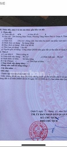 Bán nhà mặt tiền 204 Man Thiện, phường Tăng Nhơn Phú A, TP Thủ Đức 