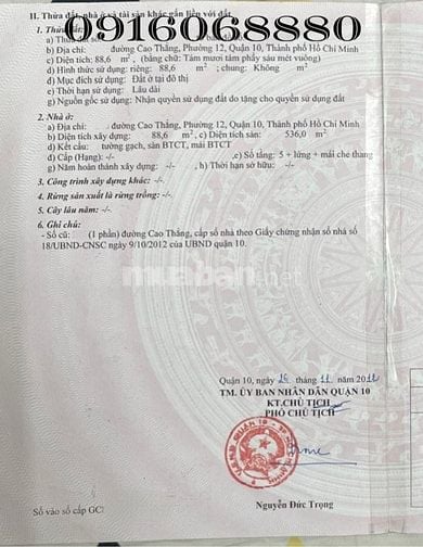 BÁN NHÀ MẶT TIỀN : 240 CAO THẮNG - P. 12 - Q. 10 - TPHCM.