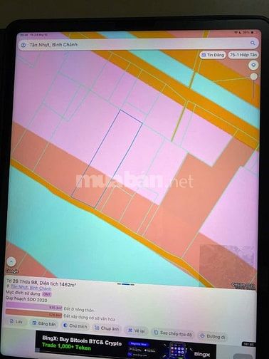 Bán đất xã Tân Nhựt, huyện Bình Chánh, tổng 1432m2